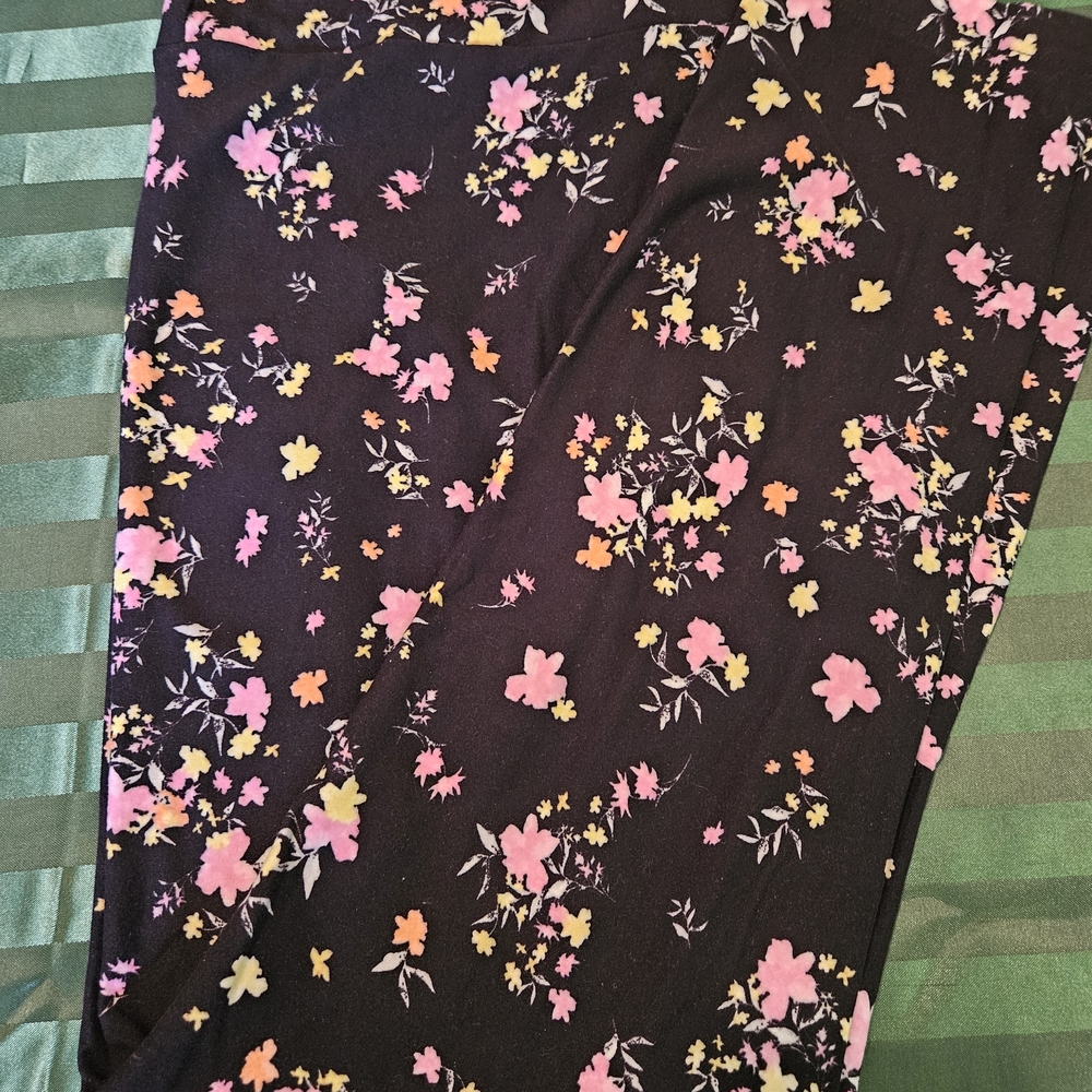 No Boundaries Floral Leggings - Black with Pink and Yellow